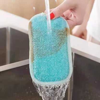 4 PCS Scouring Pad Sponges Kitchen Microfiber Cleaning Sponges Reusable Dish Sponge for Dishes, Pots and Pans
