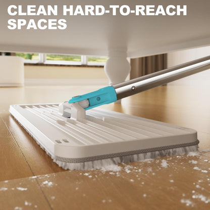 Mop and Bucket Set, Mops for Floor Cleaning with Long Handle, Squeeze Flat Mop and Bucket System, Dry & Wet Dust Mop for Household Floor Cleaning with 5 Microfiber Mops, Slate Blue