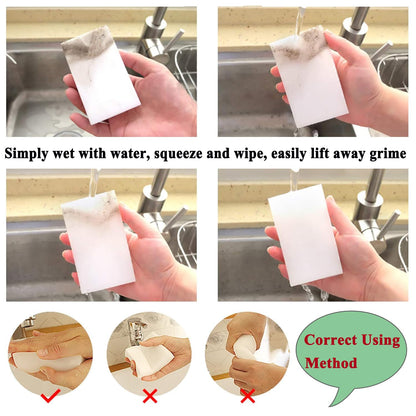 Magic Erasers Sponge, 100 Pack Extra Premium Melamine Sponge Foam Cleaning Pads in Bulk, Non-Scratch Scrub Sponge, Household Cleaning Kitchen Dish Sponges (White)