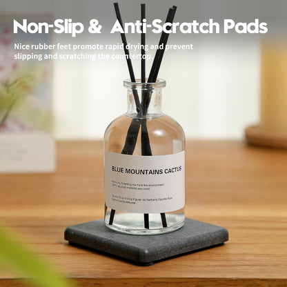 2PCS Water Absorbing Stone Drying Tray for Kitchen Counter & Bathroom Sink, Diatomite Faucet Splash Guard, Soap Dispenser Rack & Sponge Holder Caddy Organizer, Marble White (Printed Pattern), 9"x 3.5"