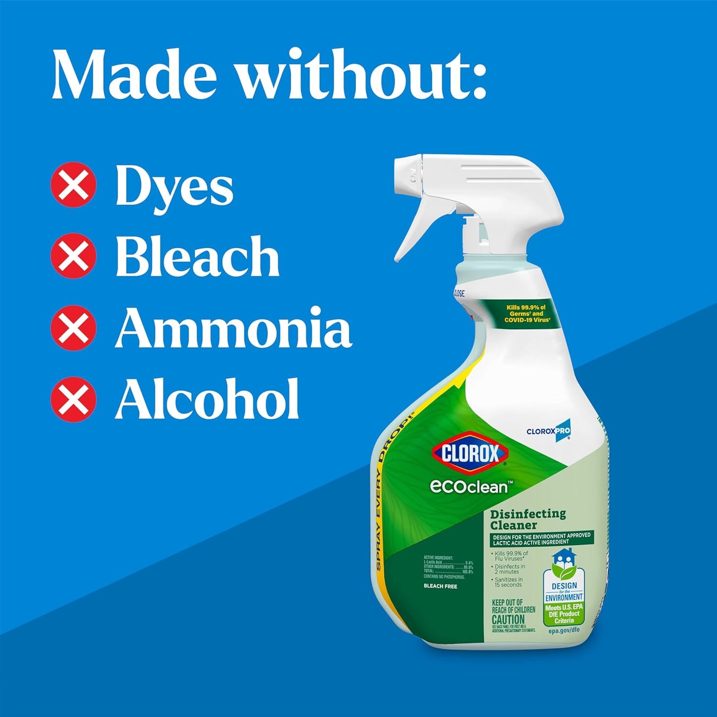 Clorox CloroxPro EcoClean Disinfecting Cleaner Refill, 128 Fluid Ounces