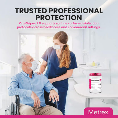 Metrex – CaviWipes 2.0 Disinfecting Wipes for Healthcare, Dental & Clinical Use – Manual Pull, Pre-Moistened, Non-Sterile, Disposable 6" x 6.75" – 160 Wipes per Canister, Pack of 1