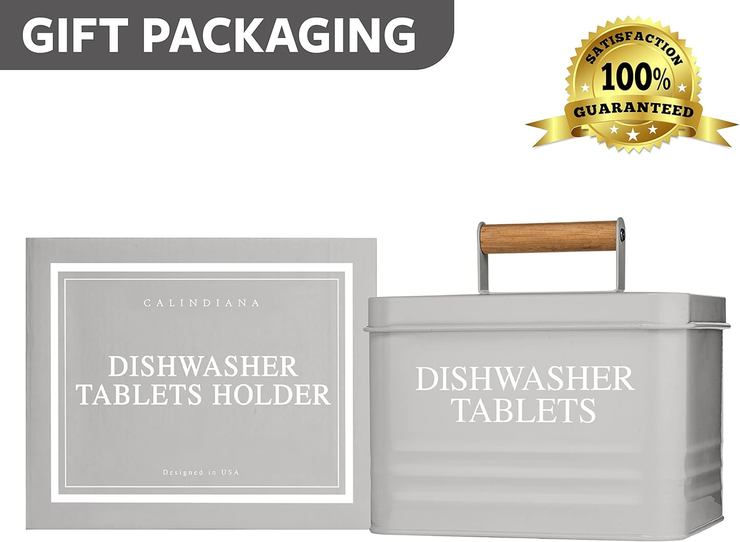 Calindiana Modern Farmhouse Metal Dishwasher Pods Container with Lid for Kitchen Organization and Storage, Kitchen Essentials Decor Accessories, Dishwasher Pods Holder, Mint