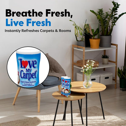 6 Love My Carpet | Carpet Deodorizer & Freshener Powder | 17 oz Pet Odor Eliminator for Strong Odor & Pet Urine | FRESH LINEN | Safe for Homes with Pets