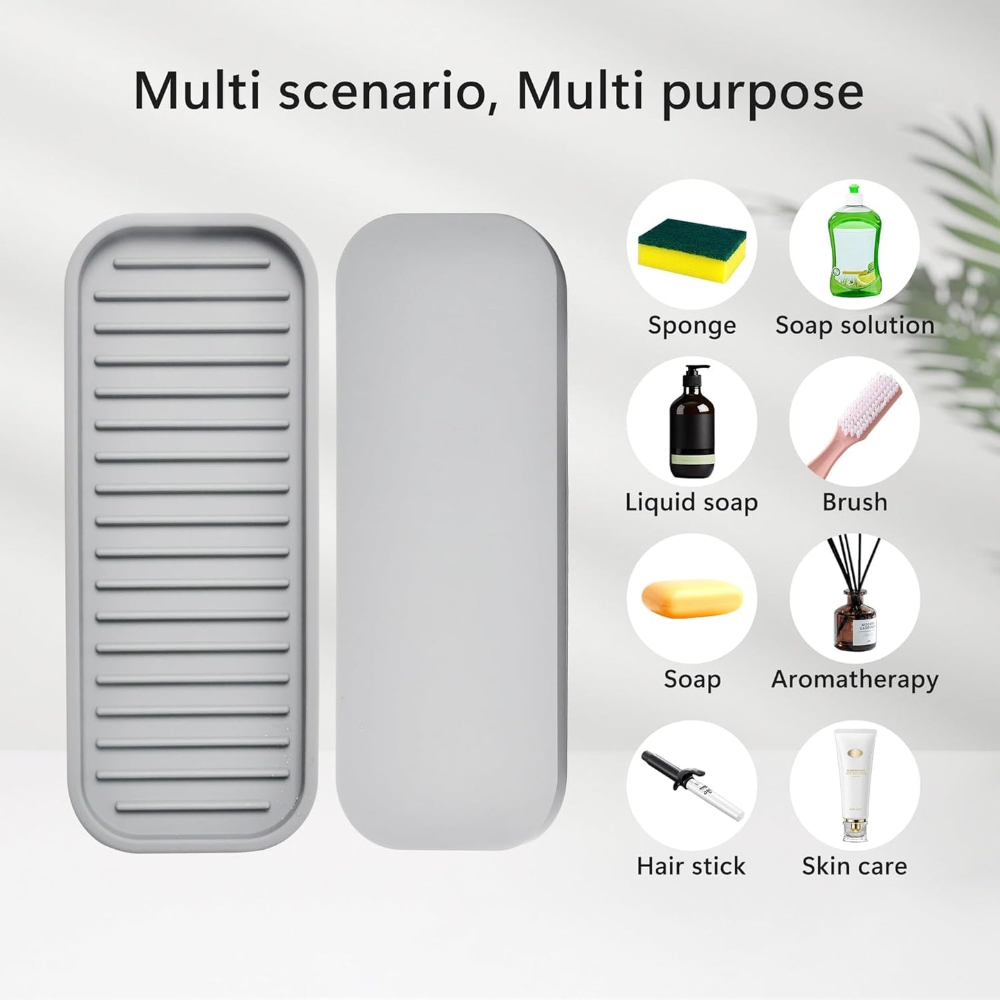 Silicone Sponge Holder Kitchen Sink Organizer Tray Dish Caddy Soap Dispenser, Scrubber Spoon Holder,Dishwashing Accessories 2 Pack (White)