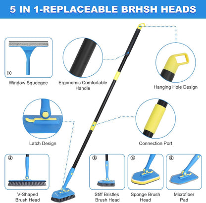 KOKSI Cleaning Brush for Bathroom Kitchen Bathtub Toilet Cleaner All Purpose Shower Sponge Scrubbing Brush with Ergonomic Handle