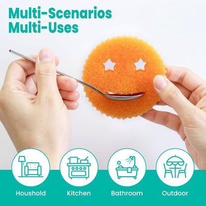 Scrub Sponge Dish Scrubber, Non Scratch Multipurpose Sponges, Temperature Controlled Dual Sided Cleaning Pads, Durable BPA Free and Odor Resistant Polymer Foam, Safe for Kitchen, Bathroom