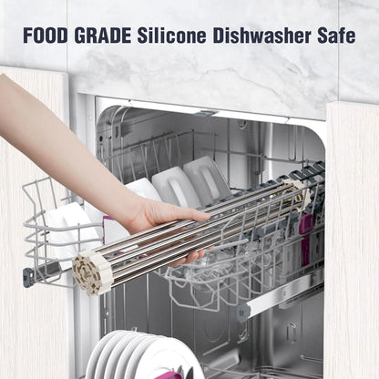 Tomorotec 17.7" x 15.5" Roll Up Dish Drying Rack Over Sink Drying Rack Sink Cover Kitchen Sink Accessories Gadget Multipurpose Organizer Foldable Stainless Steel Drainer (Grey)