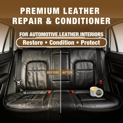 Leather Conditioner & Repair Cream: Leather Cleaner and Conditioner for Car Seats and Interiors - Repair Conditioning Salve for Furniture Couches Shoes Purse Bags (8 Oz)