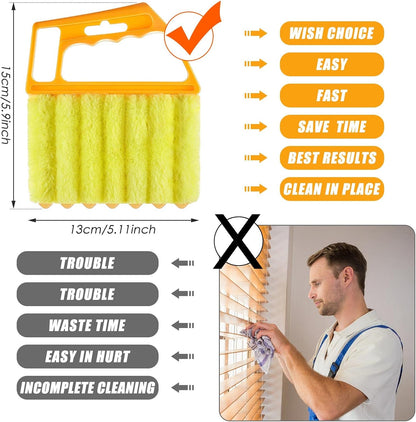 Geiserailie 1 Pcs Window Venetian Blind Cleaner Duster Tool Washable 7 Fingers Dusting Cleaner and Air Vent Shutter Brush Blinds Air Conditioner Fan Duster Dirt Housekeeping Tool (Orange)