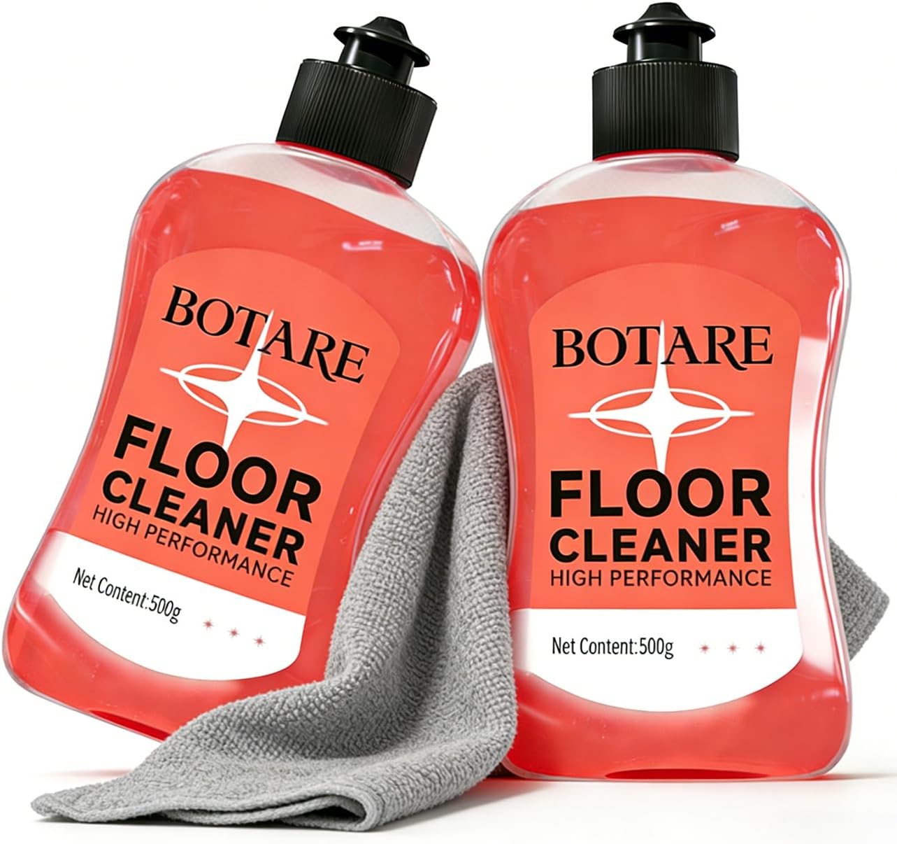 Floor Cleaner Liquid for Mopping, Household Deep Cleaning Solution for Wood,Hardwood,Tile,Laminate,Marble & Porcelain & Bathroom,Orange Scent,17.6 Fl Oz Each(1 Bottle+1 Cleaning Cloth)