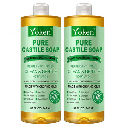 Yoken Castile Soap Liquid EWG Verified(1 Gallon, Unscented) Pure-Castile Liquid Soap for Body, Face, Hand, Pets, Laundry, Dish Soap and More - Made With Organic Oil, Vegan, Clean & Gentle, Versatile