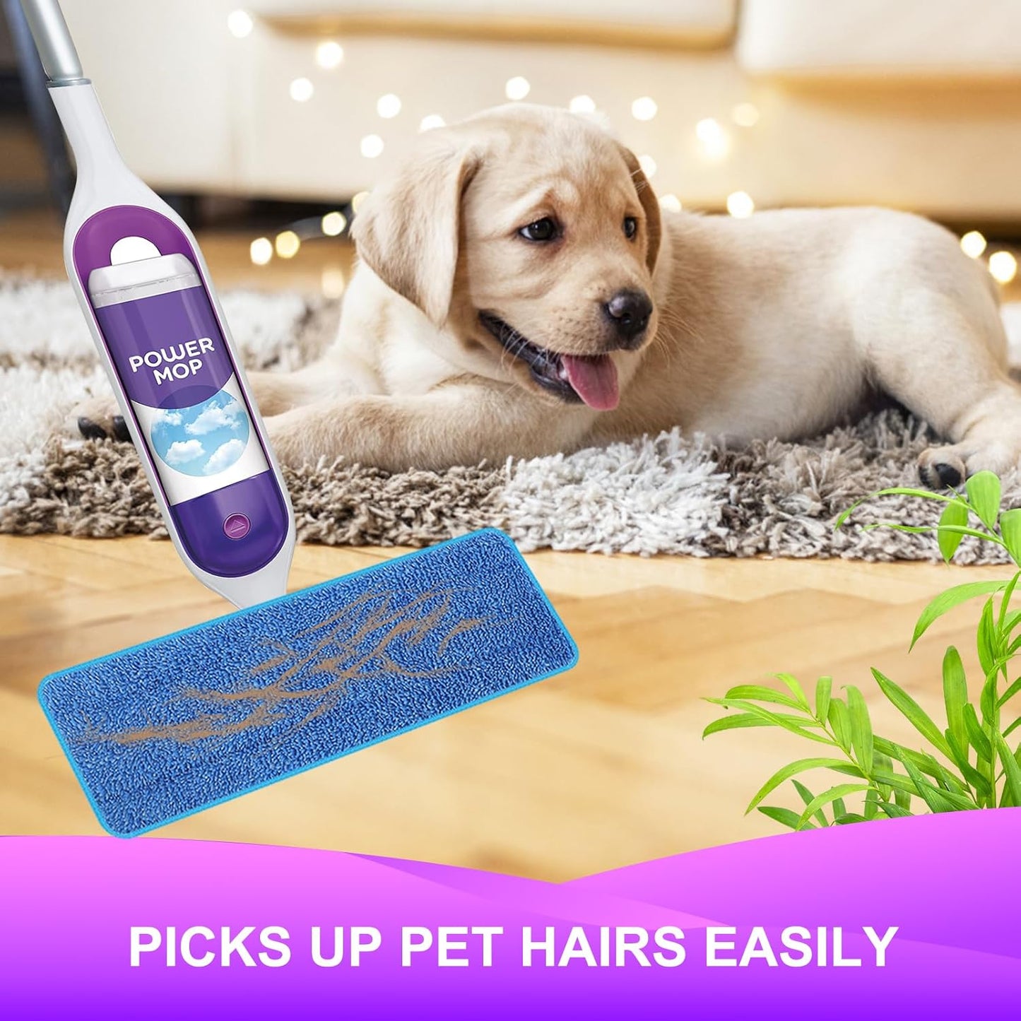 Reusable Power Mop Refills Pads Compatible with Swiffer PowerMop Mop - Microfiber Power Mop Pads Refill for 13 ''-15 '' Spray Mop- Washable Pads for Multi-Surface Floor Cleaning, 4 Pack