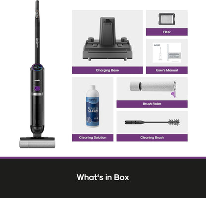 Eureka Cordless Wet Dry Cleaner, 170° Reclinable, Hot Air Drying Self Cleaning Vacuum and Mop Combo, Good for Hard Floors Pet Hair Sticky Messes, RapidWash 630, Purple