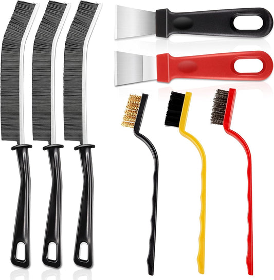 8Pcs Hard Bristle Crevice Cleaning Brush Set,Heavy Duty Grout Brush Kit, Deep Clean Brush for Stove, Window Track, Tile Gap Cleaning, Car Interior Gap Cleaning Tools