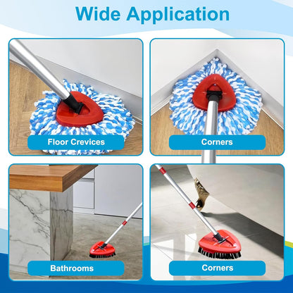 O-Cedar Spin Mop Head, Base Replacement for EasyWring 1 Tank System, 6 Microfiber Mop Refills, 1 Base and 1 Scrub Brush Set Combo, White