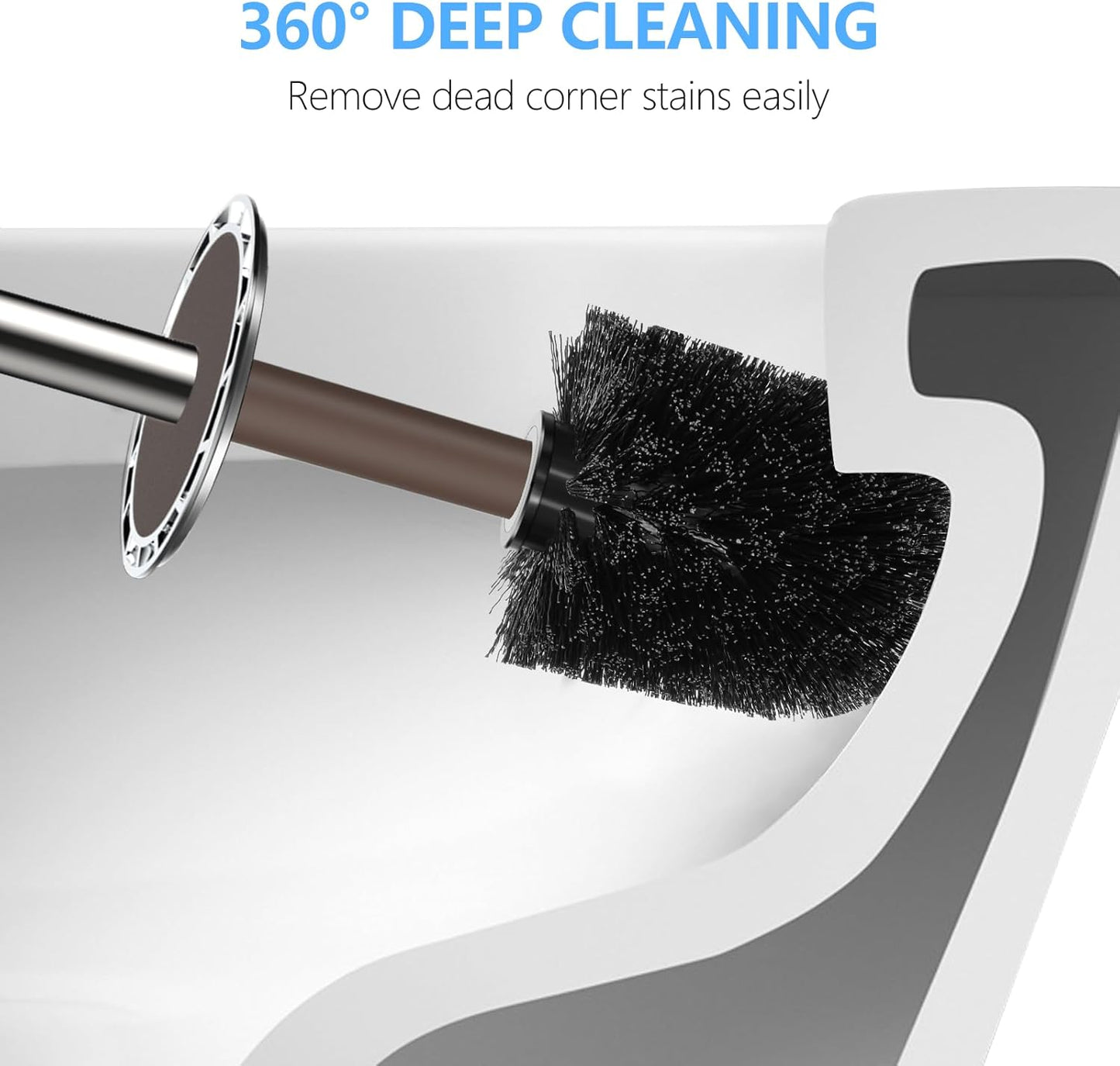 SetSail Toilet Brush, Compact Size Toilet Bowl Brush and Holder Toilet Brushes for Bathroom with Stainless Steel Handle Toilet Cleaner Brush with Durable Scrubbing Bristles, Splash-Proof