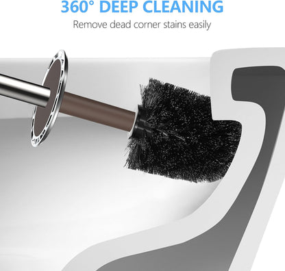 SetSail Toilet Brush, Compact Size Toilet Bowl Brush and Holder Toilet Brushes for Bathroom with Stainless Steel Handle Toilet Cleaner Brush with Durable Scrubbing Bristles, Splash-Proof