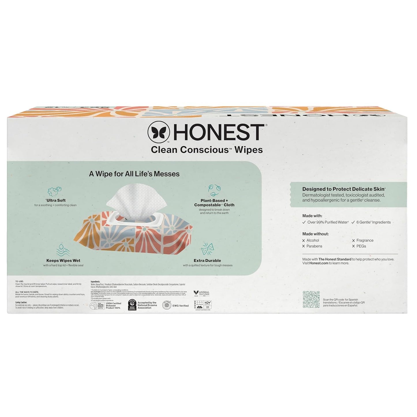 The Honest Company Hypoallergenic Multi-Use Baby Wipes for Sensitive Baby Skin, Rose Blossom, 60 Count
