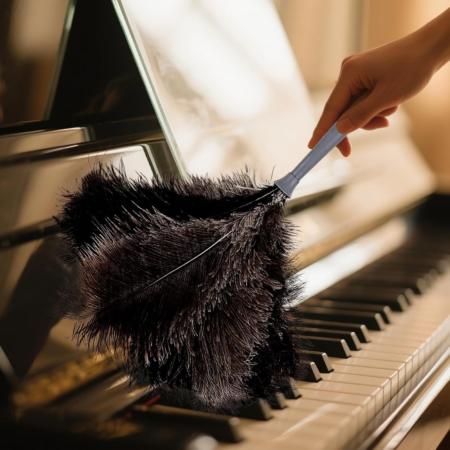Extendable Cleaning Duster 94 Inch - Long Telescoping Ostrich Feather Dusters with Stainless Steel Extension Pole for High Ceiling Fan, High Ceilings,Roof Dusting