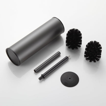 BGL Stainless Steel Toilet Brush with Holder, 2 Black Bristle Heads
