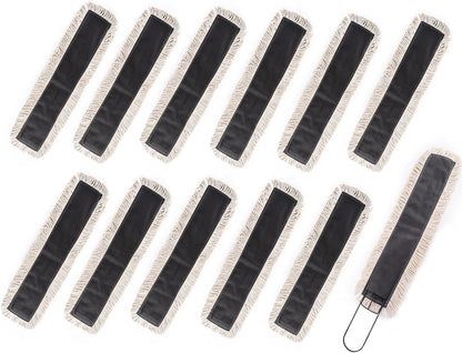 Matthew Cleaning 24'' Industrial Strength Cotton Dust Mop Refill Washable Replacement Heads for Residential & Commercial Use Fit Standard Dust Mop Frames, Hardwood, Laminate, Concrete Floors 3 Pack