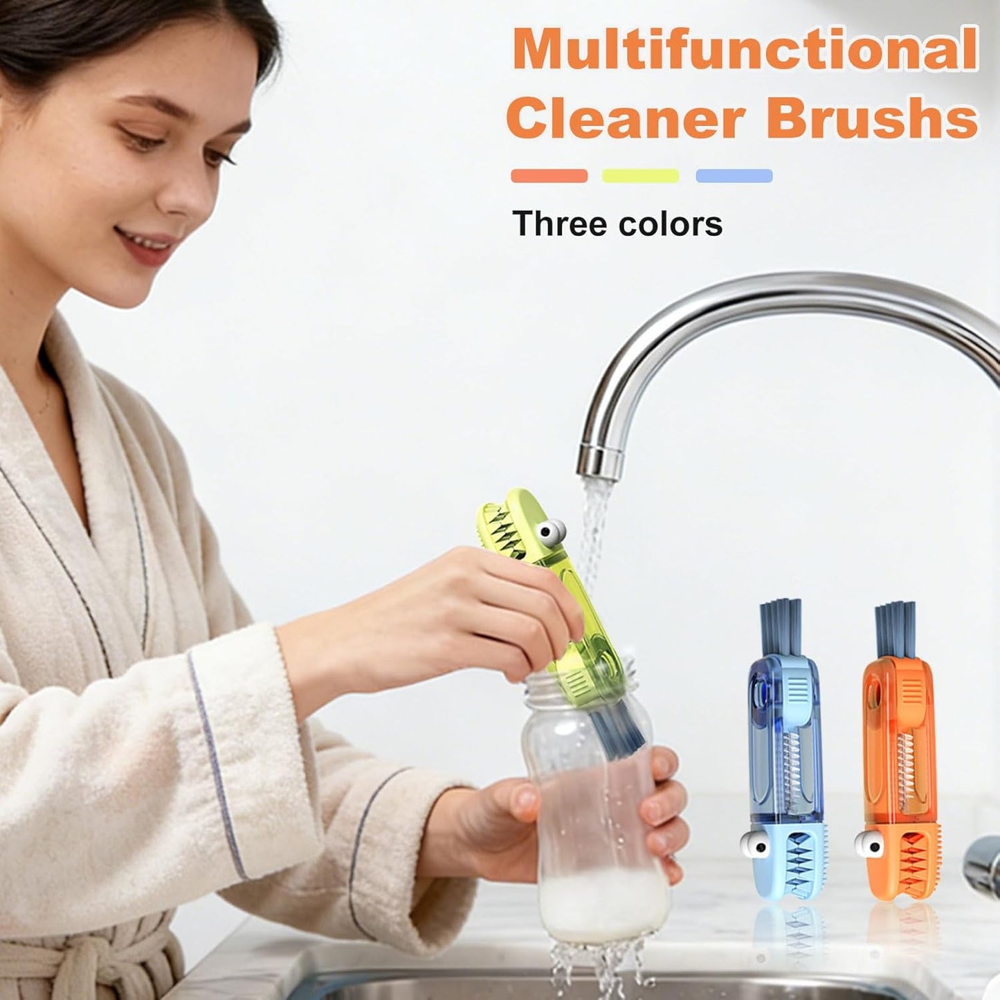 3 in 1 Cup Lid Cleaning Brush, Portable Gap Cleaner Brush - Multifunctional Bottle Cleaning Brush for Bottle Gap/Tight Spaces/Travel Bottle Lid, Home Kitchen Crevice Brush Tools, 3 PCS