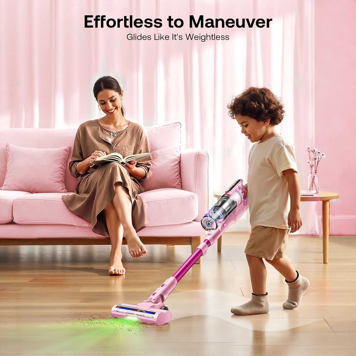 Trucozie Cordless Vacuum Cleaner, Self-Standing Lightweight Stick Vacuum with 50 mins Runtime, Powerful Suction, Anti-Tangle Wireless Vacuum for Home, Hardwood Floor, Carpet, Pet Hair, Black