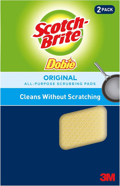 Scotch-Brite Dobie Non-Scratch All-Purpose Scrub Pads, 12 Total Pads (6 Packs of 2), Reusable Scouring Sponges for Kitchen & Bathroom, Safe on Non-Stick Cookware, Yellow