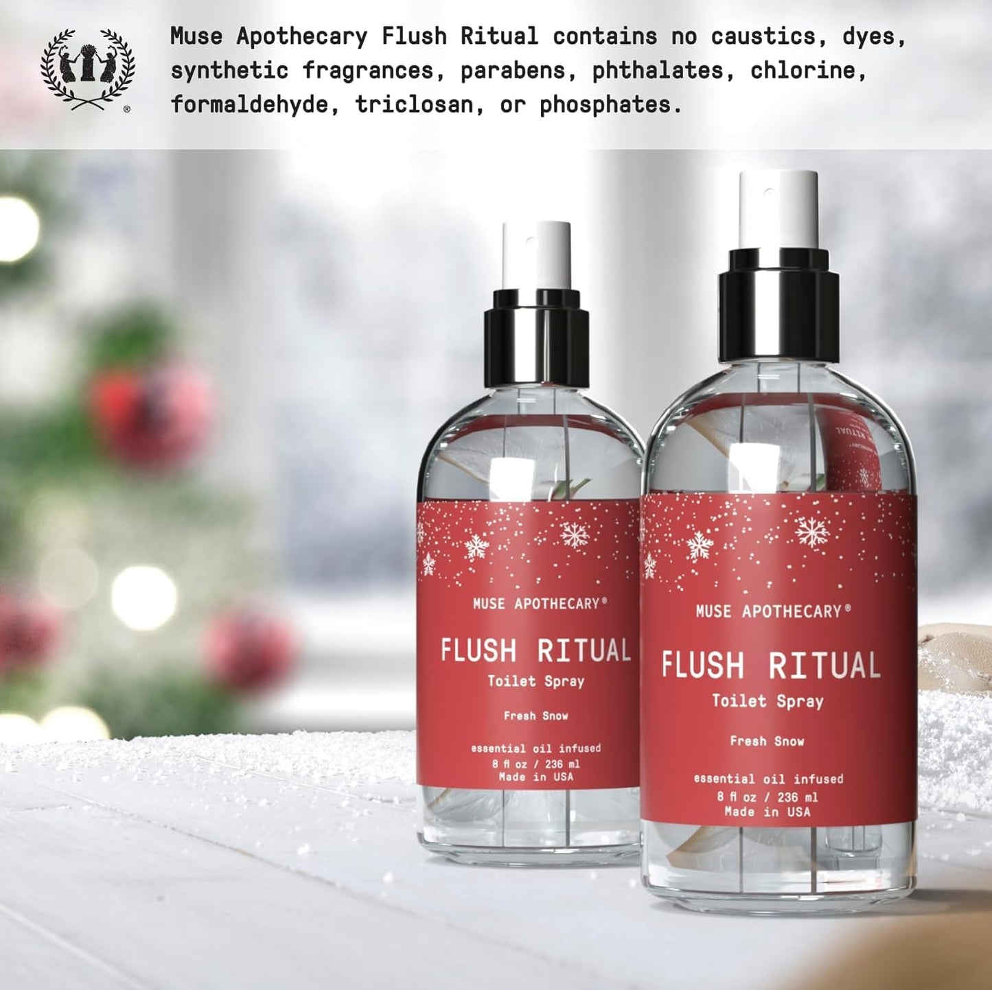 Muse Apothecary Flush Ritual - Aromatic & Refreshing Toilet Spray, Use Before You Go, 4 oz, Infused with Natural Essential Oils - Coconut + Sandalwood