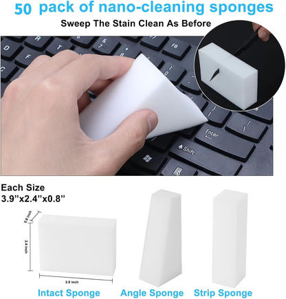 50 Pack Magic Sponge Eraser,Multi-Functional Household Cleaning Kitchen Dish Sponge for Furniture,Extra Thick and Long Lasting Melamine Cleaning Sponges for Bathroom,Bathtub, Sink,Wall Cleaner (50)