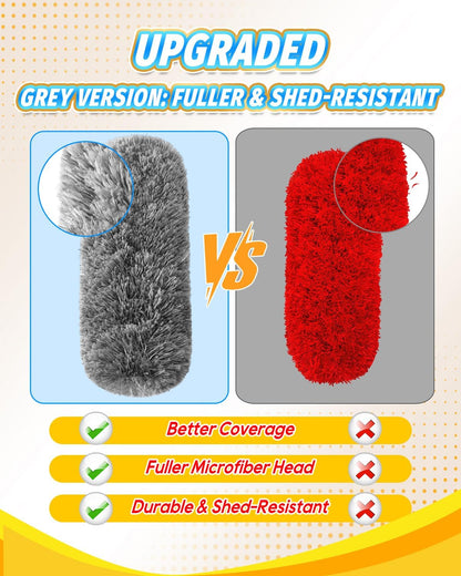 KEEPOW 3 Pack Microfiber Reusable Duster Refills Compatible with OXO Duster, Washable Dusters for Cleaning Compatible with OXO Extendable Duster for Blinds Ceiling(Handle is Not Included)