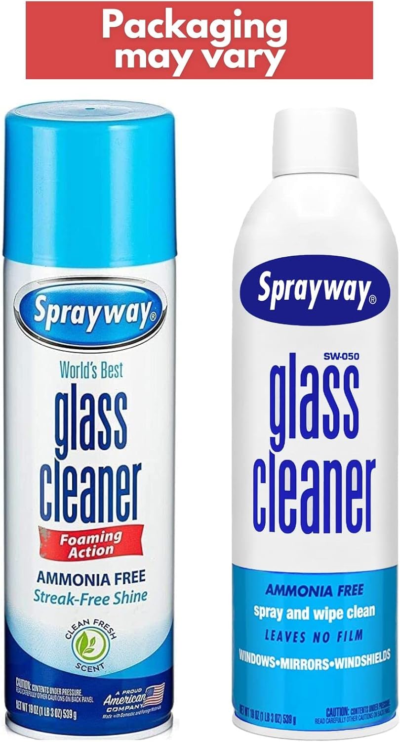 Sprayway Streakless Glass Cleaner 19 Ounce (Pack of 3) Made in USA, Blue and White (Package may vary)
