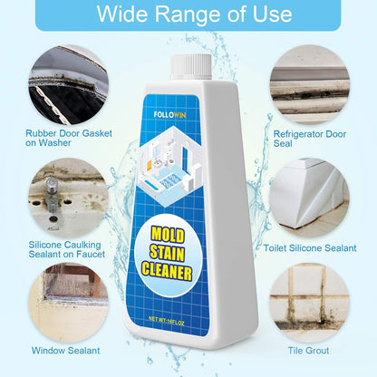 FOLLOWIN Mold and Mildew Remover Gel, Household Stain Cleaner for Washing Machine Seal, Bathroom Grout, Shower Tile, Kitchen Sink, Silicone Caulk - Non-Drip, Deep-Penetrating Formula, 16 oz