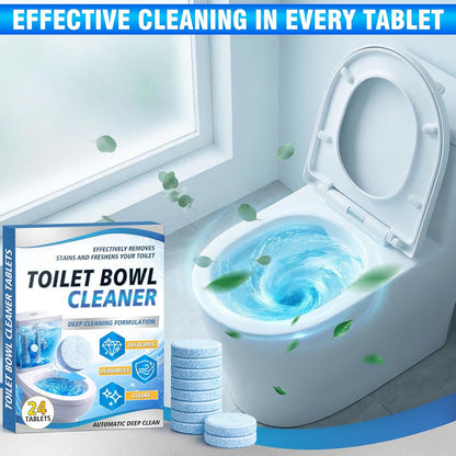 Toilet Bowl Cleaner Tablets -24 Count, Drop-In Toilet Tablets, Long-Lasting Slow Dissolve, Helps Reduce Limescale and Hard Water Stains, Deodorizing Blue Water Freshener for Easy Toilet Cleaning