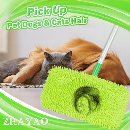 6Pcs Reusable Microfiber Mop Pads Compatible with Swiffer Sweeper, Wet and Dry Flat mop Cover, Replacement Sweeping Mopping pad Refills for Surface/Hardwood Floor Cleaning