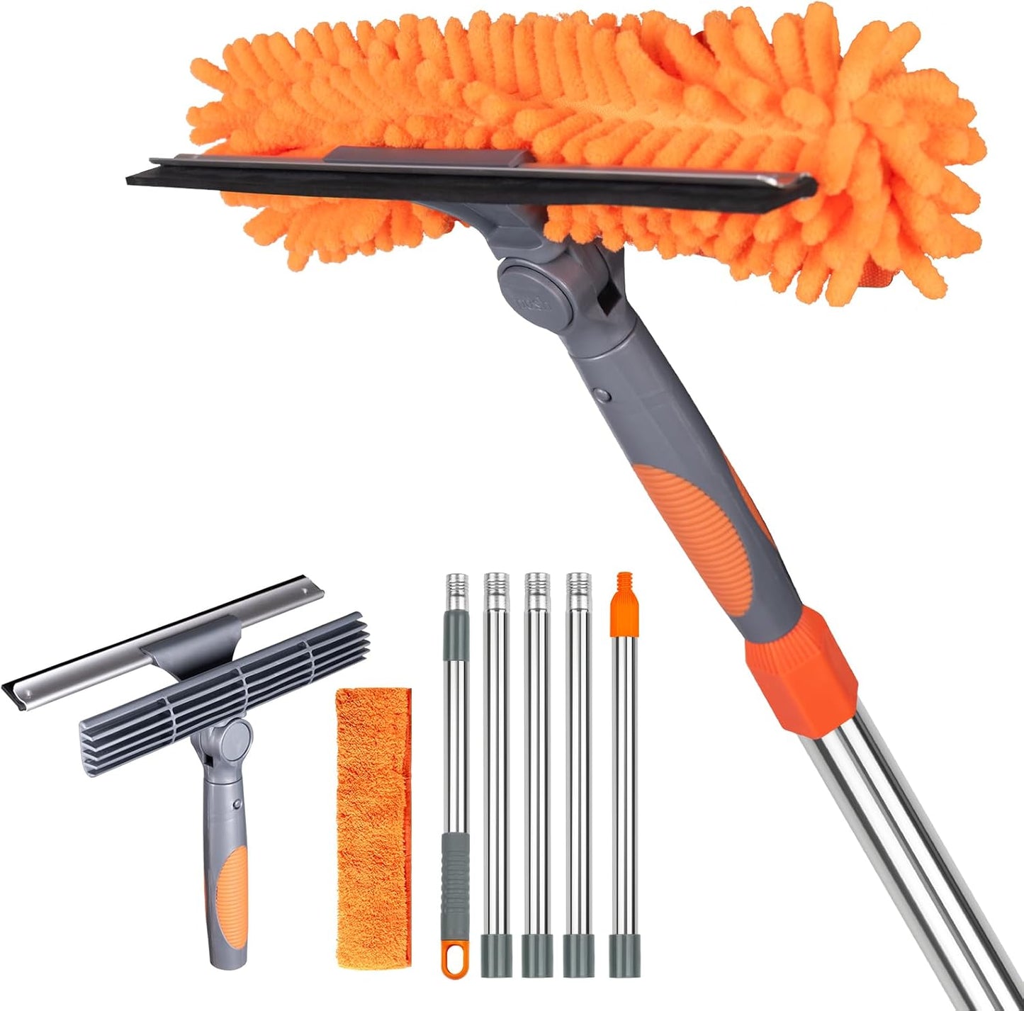 BITOPE 2 in 1 Squeegee for Window Cleaning Tool,Long Handle Window Cleaner Tool with Stainless Steel Extension Pole for Car,Shower, Glass Doors, Outdoor High Window