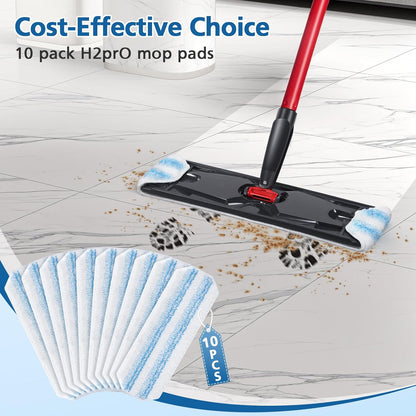 6 Pack H2prO Mop Pads Compatible with O Ceda H2PrO Flat Mop System, 100% Microfiber Mop Head Replacements, Washable and Reusable for H2prO Mop Refills, White