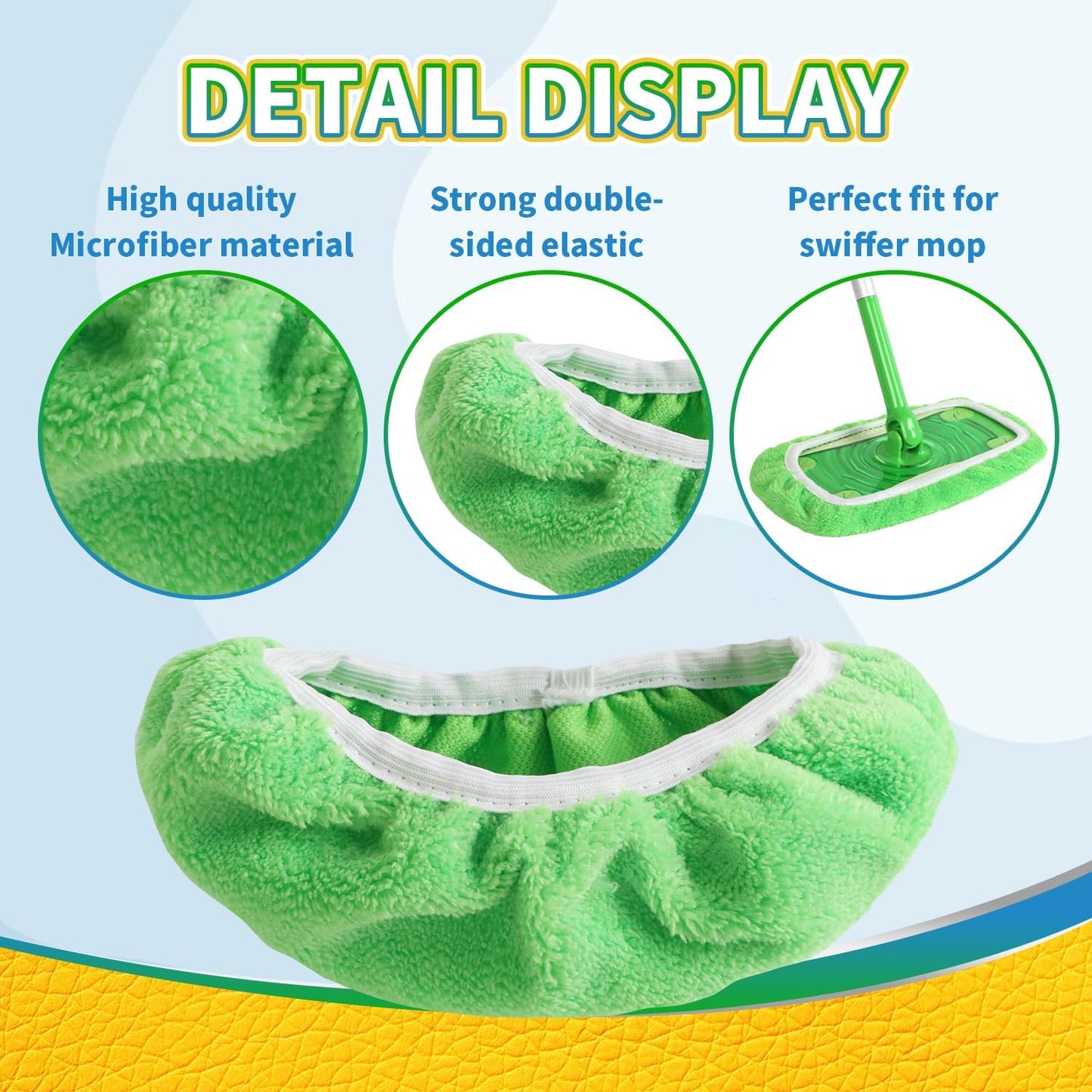AmaVins 5 Pack Reusable Microfiber Mop Pads Compatible with Swiffer Sweeper Mop, Wet and Dry Flat mop Cover, Washable Mop Pads for Surface/Hardwood Floor Cleaning (Mop is Not Included)