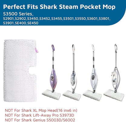 F Flammi 8-Pack Replacement Pads Compatible with Shark Steam Pocket Mop S3501 S3601 S3901 S3550 S3801 SE450, Double-Sided Microfiber Refills for Hardwood Tile Floor, Professional Scrubbing Strips