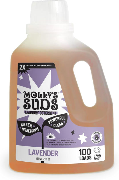 Molly's Suds Liquid Laundry Detergent | Clean Laundry Detergent Soap for Sensitive Skin | 2x Concentrated, High Efficiency (HE) | Ocean Mist - 100 Loads