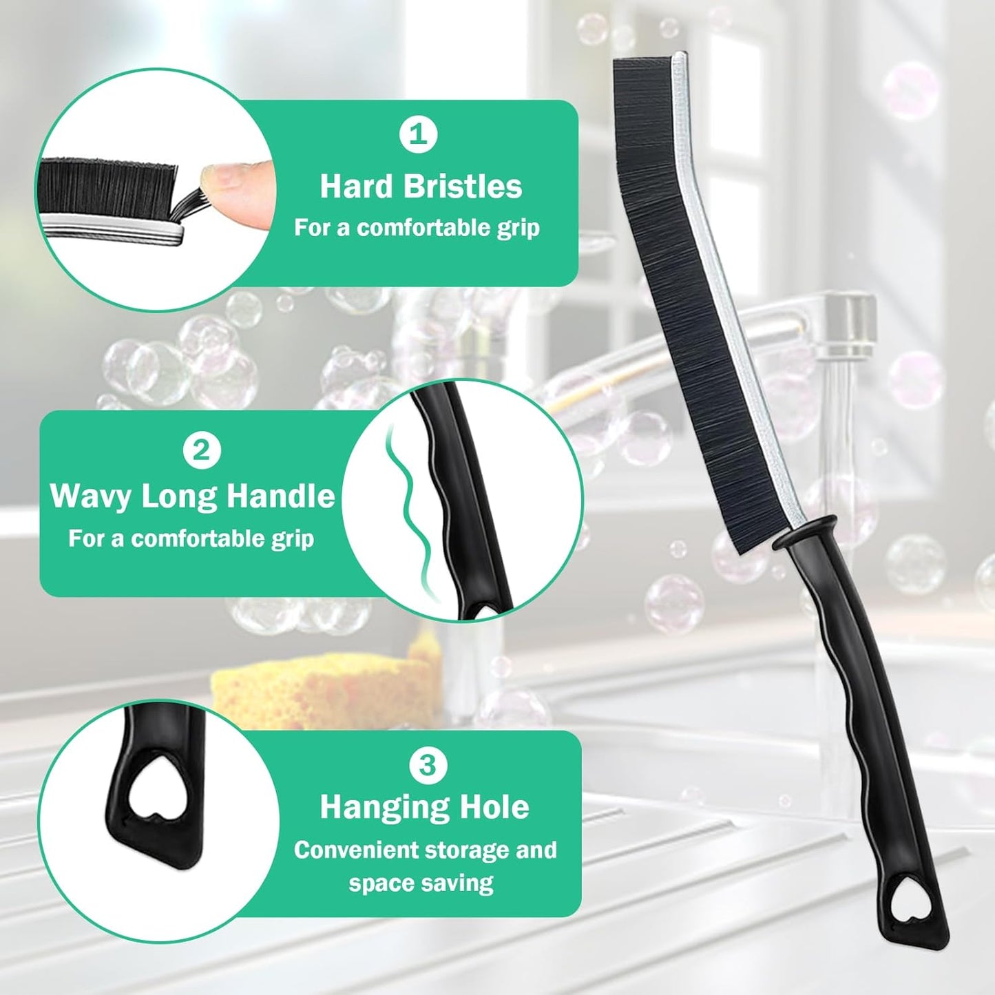 5 Pcs Crevice Cleaning Brush Multifunctional Hard Bristle Gap Cleaning Brush Tool, Gap Brush Suitable for Bathrooms, Kitchen Surfaces, Windows Groove and Faucets