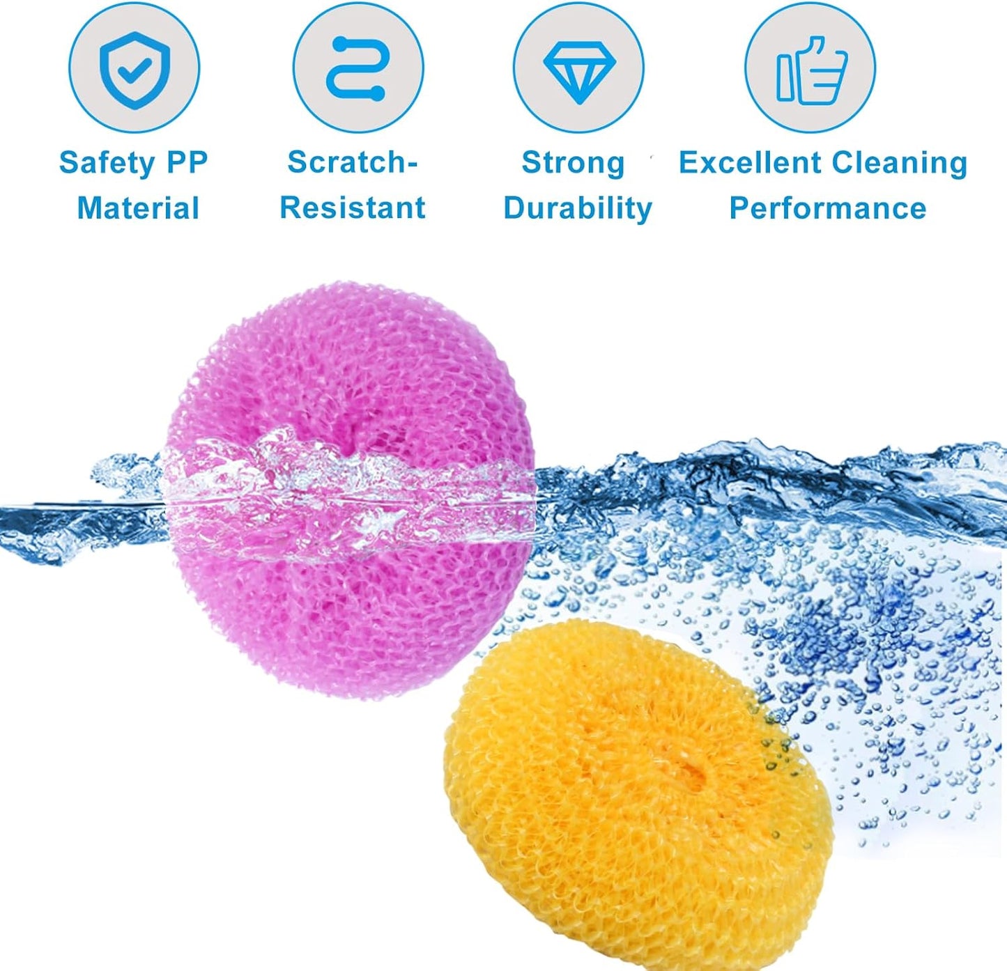 15 Pcs Plastic Dish Scrubbers, Nylon Scouring Pad Mesh Pot Scourers(Blue+Red+Green)