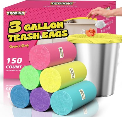 150 Count 4 Gallon Small Trash Bags - Colored Bathroom Garbage Bags Unscented Leak-proof, 15 Liter Plastic Wastebasket Can Liners for Office Bedroom Toilet and Car