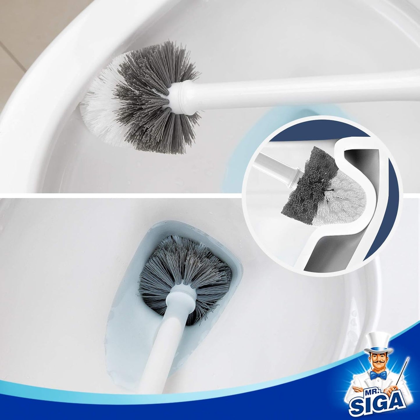 MR.SIGA Premium Toilet Bowl Brush Replacement Head, 2 Pack