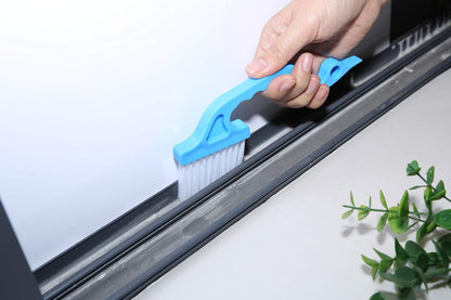 2pcs Hand-held Groove Gap Cleaning Tools Door Window Track Kitchen Cleaning Brushes (Sky Blue)