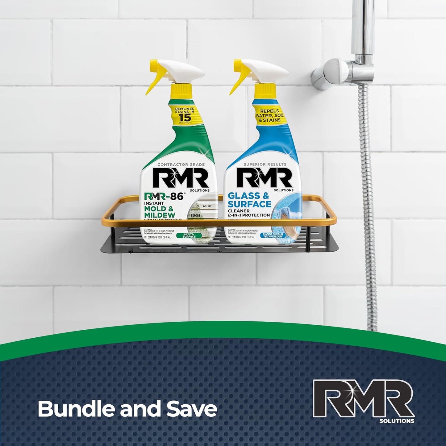 RMR Surface Renewal System – Instant Stain Remover + Glass & Surface Cleaner/Protectant, Indoor/Outdoor Cleaning Kit for Mirror, Screen, Furniture, Siding, & Deck, 2–32 Oz Bottles