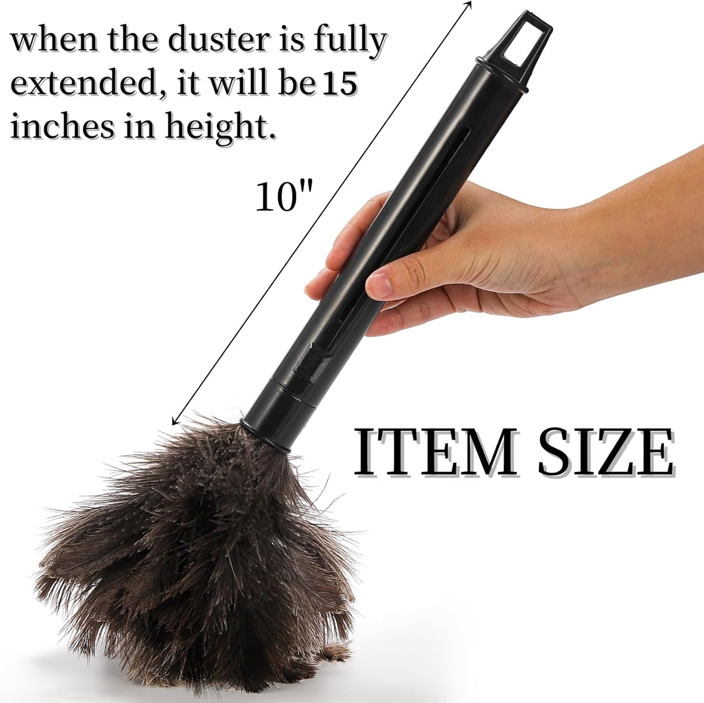 Goaste 2 Pack Ostrich Feather Duster, 15 Inch Fluffy Natural Feather Duster, Soft-Feather Mopping with Plastic Handle, Extensible Ostrich Feather Cleaning Supplies for Keyboard, Home, Car, Office
