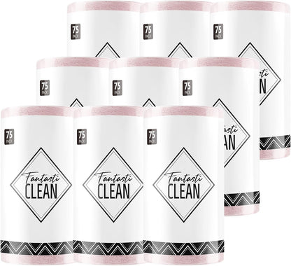 Fantasticlean Microfiber Cleaning Cloth Roll -75 Pack, Tear Away Microfiber Towels, 12" x 12", Reusable, Washable, Scratch Free, Ultra Absorbent Dishcloth for All-Around Cleaning Supplies (White)
