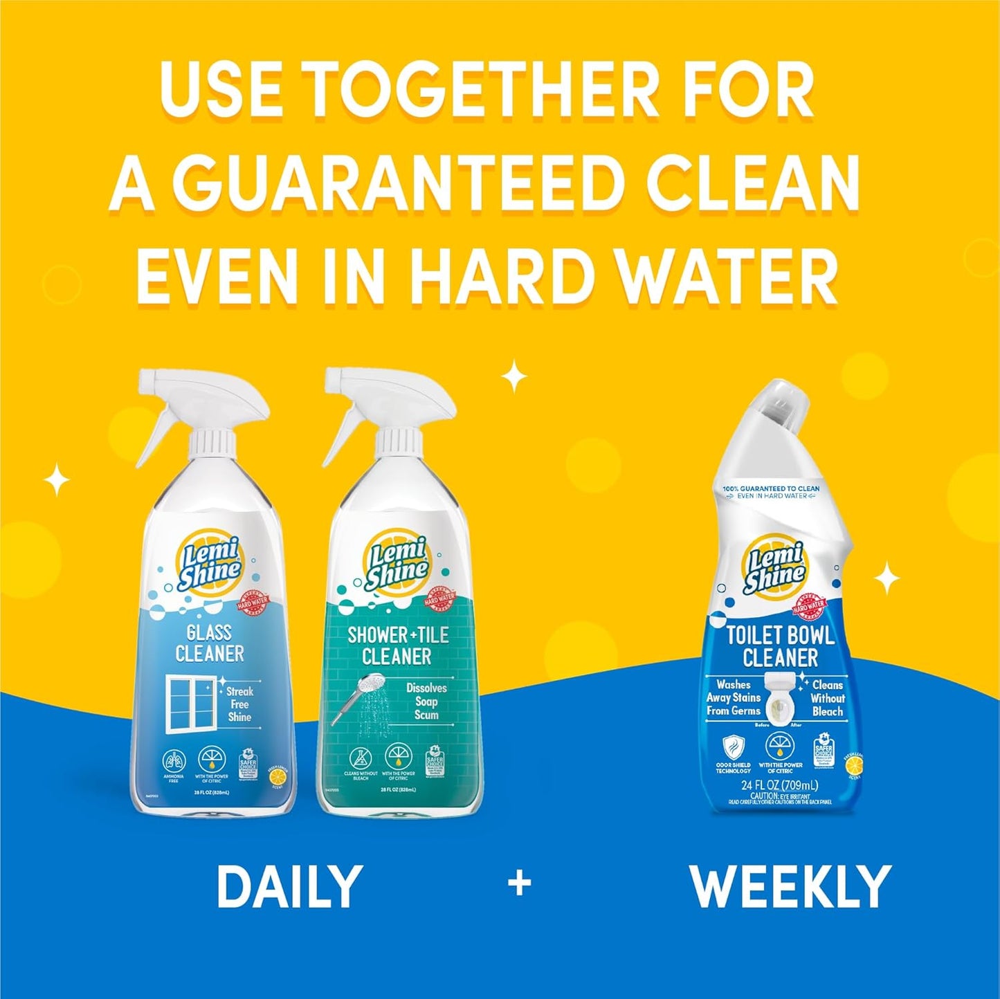 Lemi Shine Toilet Bowl Cleaner - Bleach-Free Toilet Cleaner - Removes Tough Stains and Odor - 24 fl oz (3 Pack)